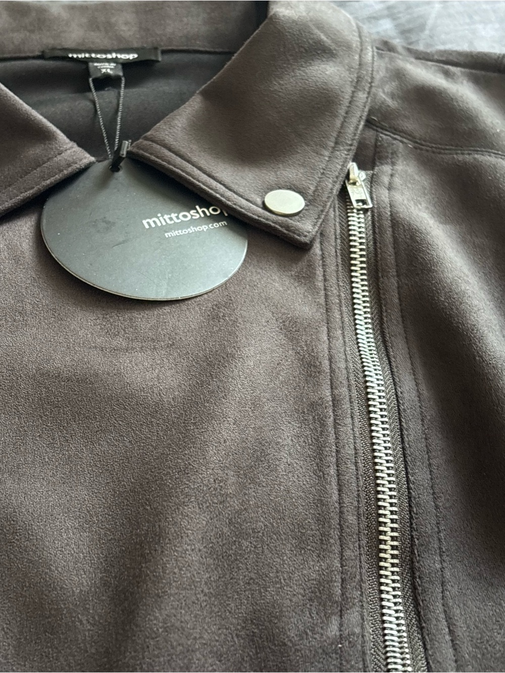 MittoShop NWT Women's Dark Gray Suede Moto NEW Jacket Size XL - Picture 7 of 10